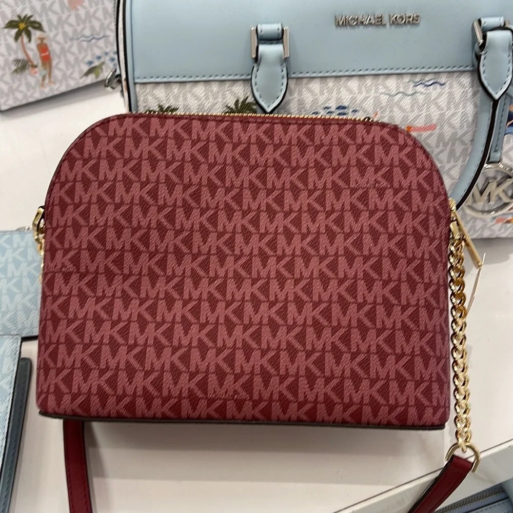 MICHAEL KORS Jet Set Medium Logo Dome Satchel Mulberry Multi